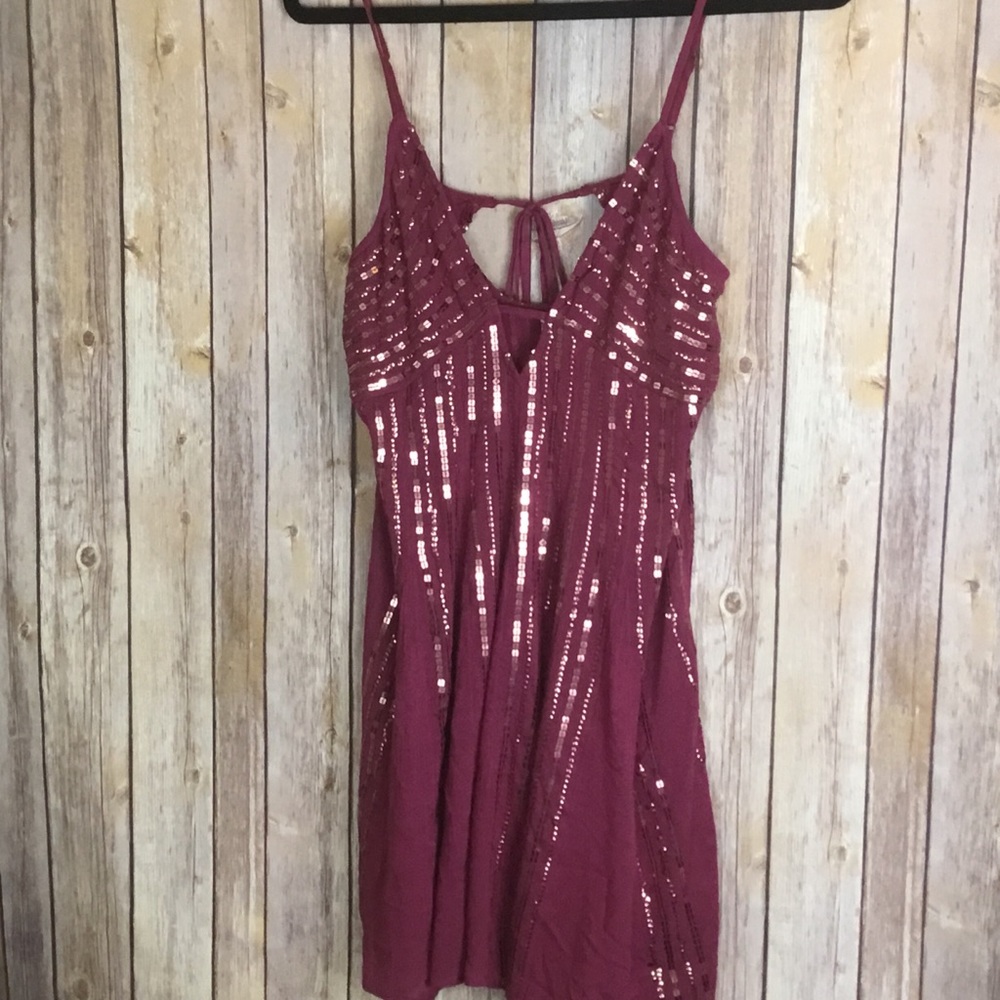 FREE PEOPLE SLEEVELESS BURGUNDY BLING WOMEN SZ MM